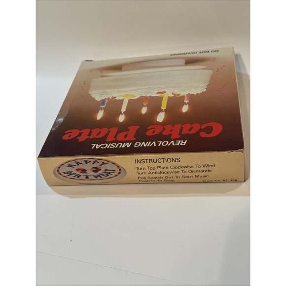 Vintage 1970s Happy Birthday Musical Revolving Cake Plate * 6 3/8" - Picture 2 of 8